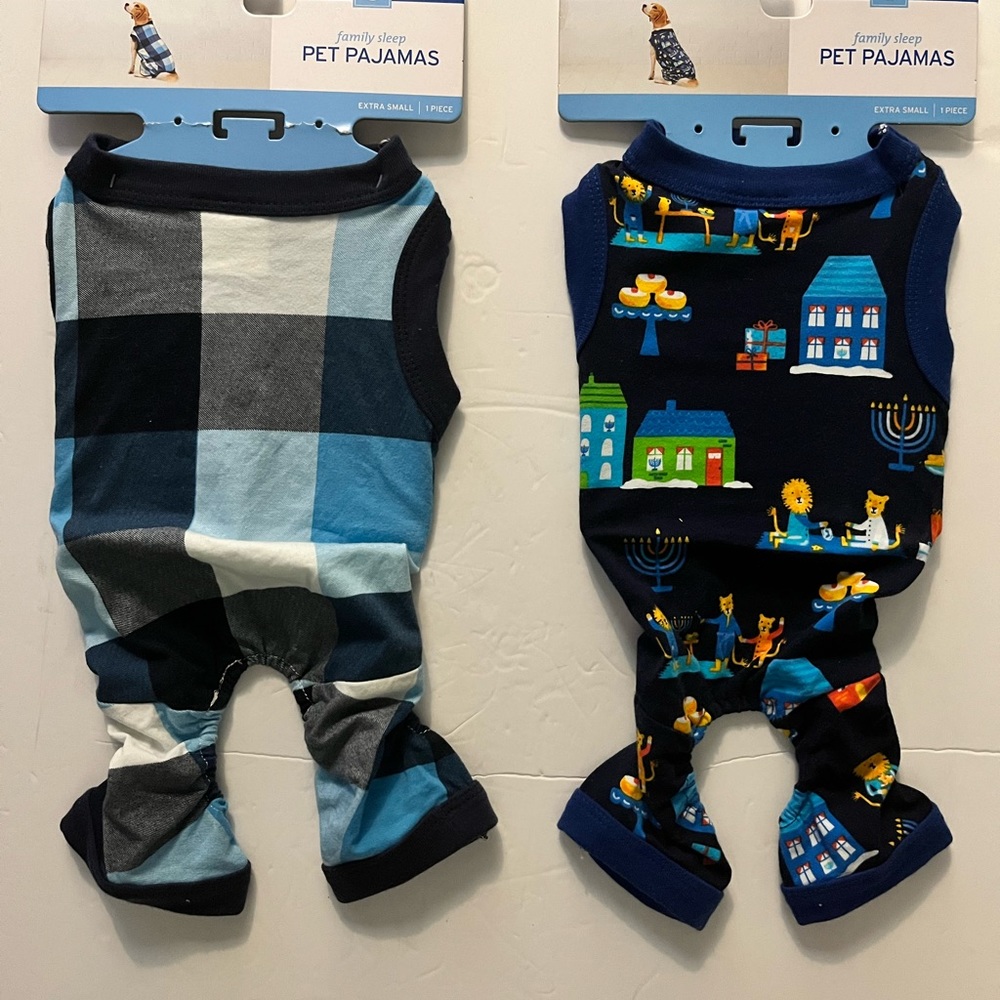 Family Sleep Pet Pajamas Dog Cat Pajamas Blue Plaid Pet‎ Celebration Extra Small